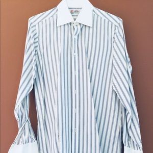 TURNBULL & ASSER DRESS SHIRT WHITE/PURPLE SIZE 16